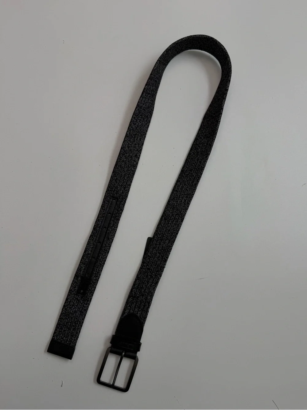 Levis Belt Stretch Knit Leather Gunmetal Buckle Casual Everyday Black Grey 42